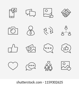 Set of Social Networks Related Vector Line Icons. Contains such Icons as Profile Page, Rating, Social Links and more. Editable Stroke. 32x32 Pixel Perfect.