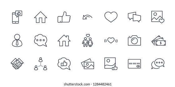 Set of Social Networks Related Vector Line Icons. Contains such 