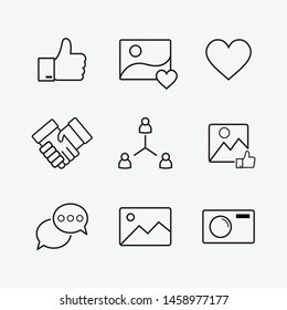 Set of Social Networks Related Vector Line Icons. Contains such Icons as Profile Page, Rating, Social Links and more. Editable Stroke. Pixel Perfect.