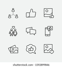 Set of Social Networks Related Vector Line Icons. Contains such Icons as Profile Page, Rating, Social Links and more. Editable Stroke. 32x32 Pixel Perfect.