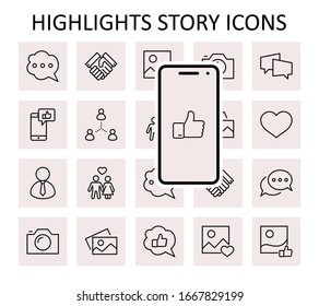 Set of Social Networks Related Vector Line Icons. Contains such Icons as Profile Page, Rating, Social Links and more. Editable Stroke. 32x32 Pixels