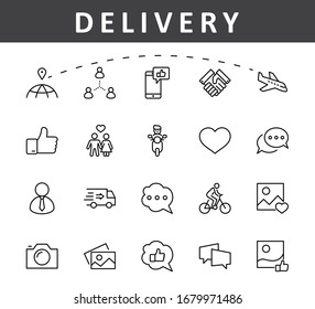 Set of Social Networks Related Vector Line Icons. Contains such Icons as Profile Page, Rating, Social Links and more. Editable Stroke. 32x32 Pixels