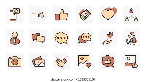 Set of Social Networks Related Vector Line Icons. Contains such Icons as Profile Page, Rating, Social Links and more. Editable Stroke. 32x32 Pixel Perfect.