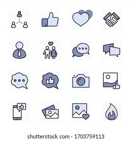 Set of Social Networks Related Vector Line Icons. Contains such Icons as Profile Page, Rating, Social Links and more. Editable Stroke. 32x32 Pixel Perfect.