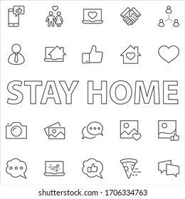 Set of Social Networks Related Vector Line Icons. Contains such Icons as Profile Page, Rating, Social Links and more. Editable Stroke. 32x32 Pixels