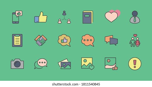 Set of Social Networks Related Vector Line Icons. Contains such Icons as Profile Page, Rating, Social Links and more. Editable Stroke. 32x32 Pixel Perfect.