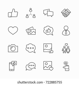 Set of Social Networks Related Vector Line Icons. Contains such Icons as Profile Page, Rating, Social Links and more. Editable Stroke. 32x32 Pixel Perfect.