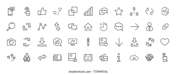 Set of Social Networks Related Vector Line Icons. Contains such Icons as Profile Page, Rating, Social Links and more. Editable Stroke. 32x32 Pixel Perfect.