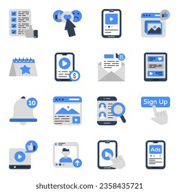Set of Social Platform Flat Icons

