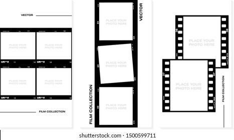 Set of Social stories filmstrips templates. Film frame background with space for your text or image. Trendy editable camera roll effect design. Lifestyle concept. Vector illustration