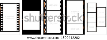 Set of Social stories filmstrips templates. Film frame background with space for your text or image. Trendy editable camera roll effect design. Lifestyle concept. Vector illustration