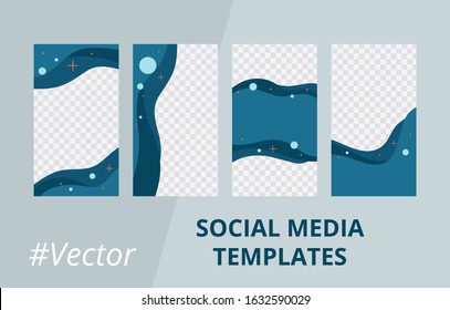 Set of social stories frame and post editable templates. Mockup for personal blog or shop, social media banner. Layout for promo in flat style. Abstract design backgrounds. Vector illustration