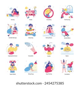 Conjunto de la sociedad Taboo Doodle Mini Ilustraciones 

