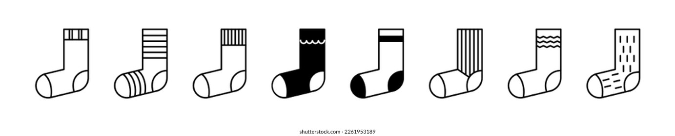 Set of Sock line shapes, thin line design vector illustration