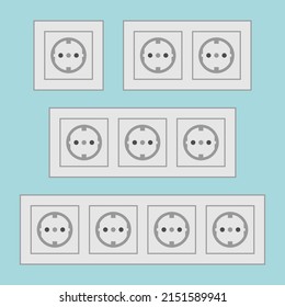 Conjunto de enchufes en un estilo plano.	
