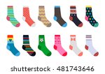 Set of socks in a different pattern. Flat vector illustration isolated on white background