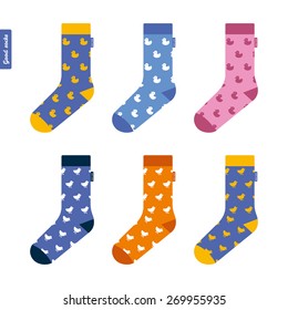 Set of socks with ducks Original hipster design