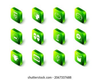 Set Socks, Eyeglasses, sleep mask, Grandfather, Knitting, Glass with water, Yarn ball knitting needles and False jaw icon. Vector