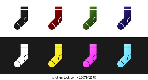 Set Socks icon isolated on black and white background.  Vector Illustration