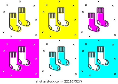 Set Socks icon isolated on color background.  Vector