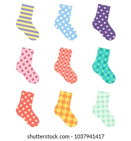 Set of socks isolated on white pattern.