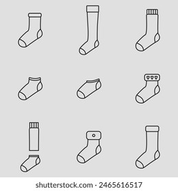 set socks logo line art simple minimalist vector illustration template icon graphic design