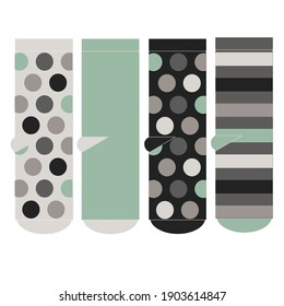 Set of socks pattern. illustrations isolate Ladies sock with colored pattern
