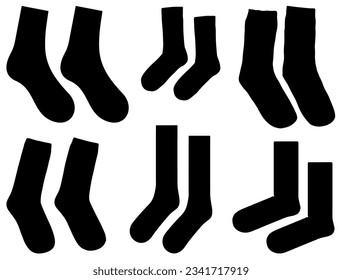 Set of socks silhouette vector art