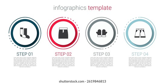Set Socks, Skirt, Christmas mittens and Short or pants. Business infographic template. Vector
