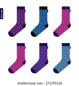 Set of socks with space pattern with stars Original hipster design