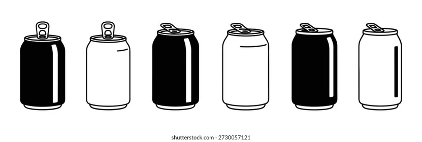 Conjunto de lata de refresco. Icono de la lata de refresco – Ilustración vectorial refrescante de la bebida. Vector de icono de la lata de la bebida. identidad de marca vibrante y símbolo de diseño de embalaje moderno. Ilustración vectorial.