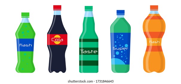 Set Soda Plastic Bottles Aluminum Cans Stock Vector (Royalty Free ...