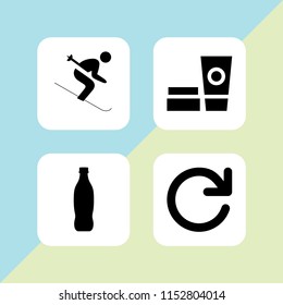 set with soda, ski, cream and refresh vector icons for web and mobile app