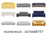 Set of sofa Collection of sofa in flat cartoon style vector illustration
