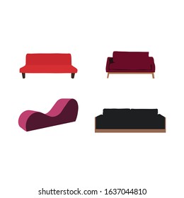 Set of sofa. Collection of sofa in flat cartoon style. Vector illustration