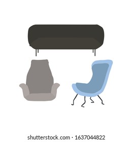 Set of sofa. Collection of sofa in flat cartoon style. Vector illustration
