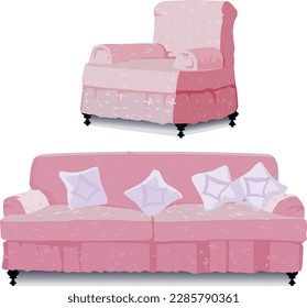 Set of sofa. Collection of sofa in flat cartoon style. Vector illustration