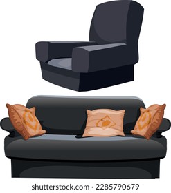 Set of sofa. Collection of sofa in flat cartoon style. Vector illustration