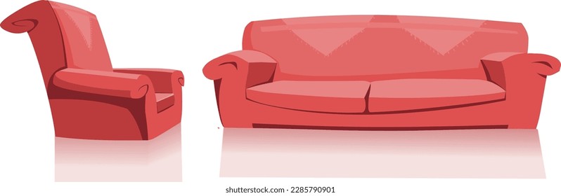Sofabett. Kollektion von Sofa im flachen Cartoon-Stil. Vektorgrafik