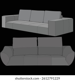 Set of Sofa or couch color block illustration. color block furniture for living room. Vector illustration isolated.
