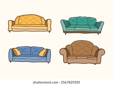 Set of sofa design, Comfortable sofa vector illustration