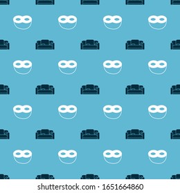 Set Sofa  and Festive mask  on seamless pattern. Vector