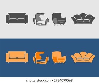 Conjunto de sofá y muebles de Vector icono logo