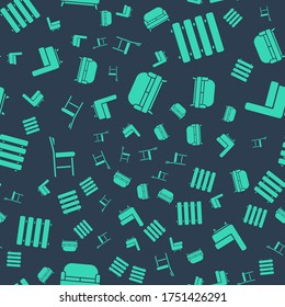 Set Sofa, Heating radiator, Chair and Armchair on seamless pattern. Vector