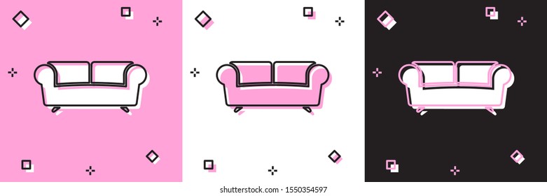 Set Sofa icon isolated on pink and white, black background.  Vector Illustration
