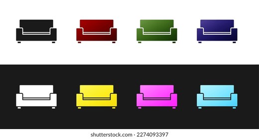 Set Sofa icon isolated on black and white background.  Vector
