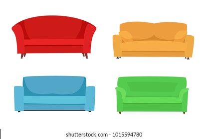 Set of Sofa Isolated on White Background. Vector Illustration