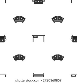 Set Sofa, Schreibtisch und auf nahtlosen Muster. Vektorgrafik