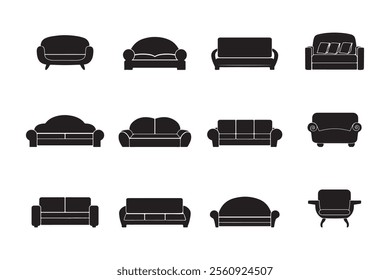 Set of sofa sitting chair silhouettes