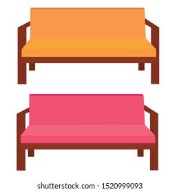 set with sofas of different colors isolated on a white background